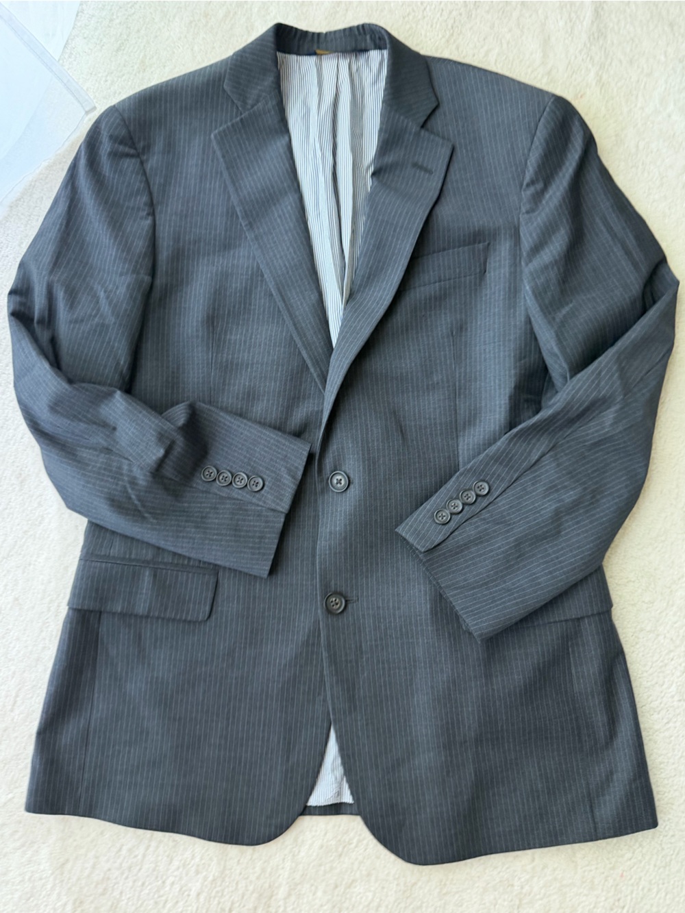 Brooks Brothers Explorer Fitzgerald Fit Gray Pinstripe Two-Button Blazer